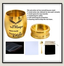 Mini Pet Memorial Small Urns for Dog Cat Ashes Stainless Steel Gold 1.57inch