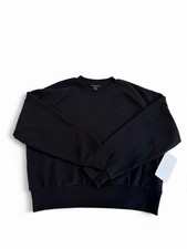 Athleta Easy Fleece Crew Neck Pullover Sweatshirt Black M NWT