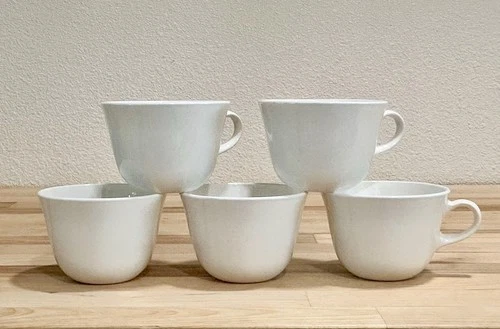 Set Of 5 VTG Corelle Winter Frost White Coffee/Tea Cups Livingware Made in USA