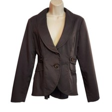 CAbi Work-It Tailored 2-Button Shawl Collar Pleated Blazer Jacket Grey 6