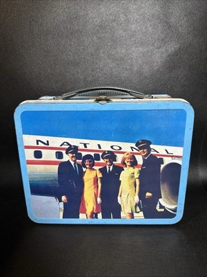 Retro Metal Lunchbox United Eastern Western Defunct Airlines Lufthansa Airplane