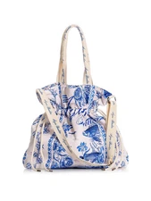 AGUA BENDITA Sonja Tote Azure Blue Print Bag w/Crossbody Strap New With Tags
