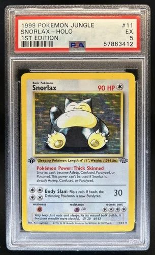 1999 Pokemon Jungle 1st Edition Snorlax #11/64 PSA 5