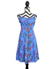 ASTR the Label Sz XS Blue Floral Flowy Fitted Ruffle Button Front Midi Dress