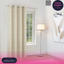 Cream 66x84" Eyelet Chenille Curtain - 100% Blackout Thermal Single Door Curtain
