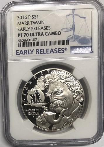 2016 MARK TWAIN Silver Dollar NGC PF70💥FLAWLESS QUALITY💥EARLY RELEASE! - Picture 1 of 5