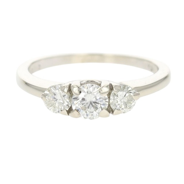 .71ctw Round Cut Diamond Three-Stone Engagement Ring 14k White Gold Size 6.75