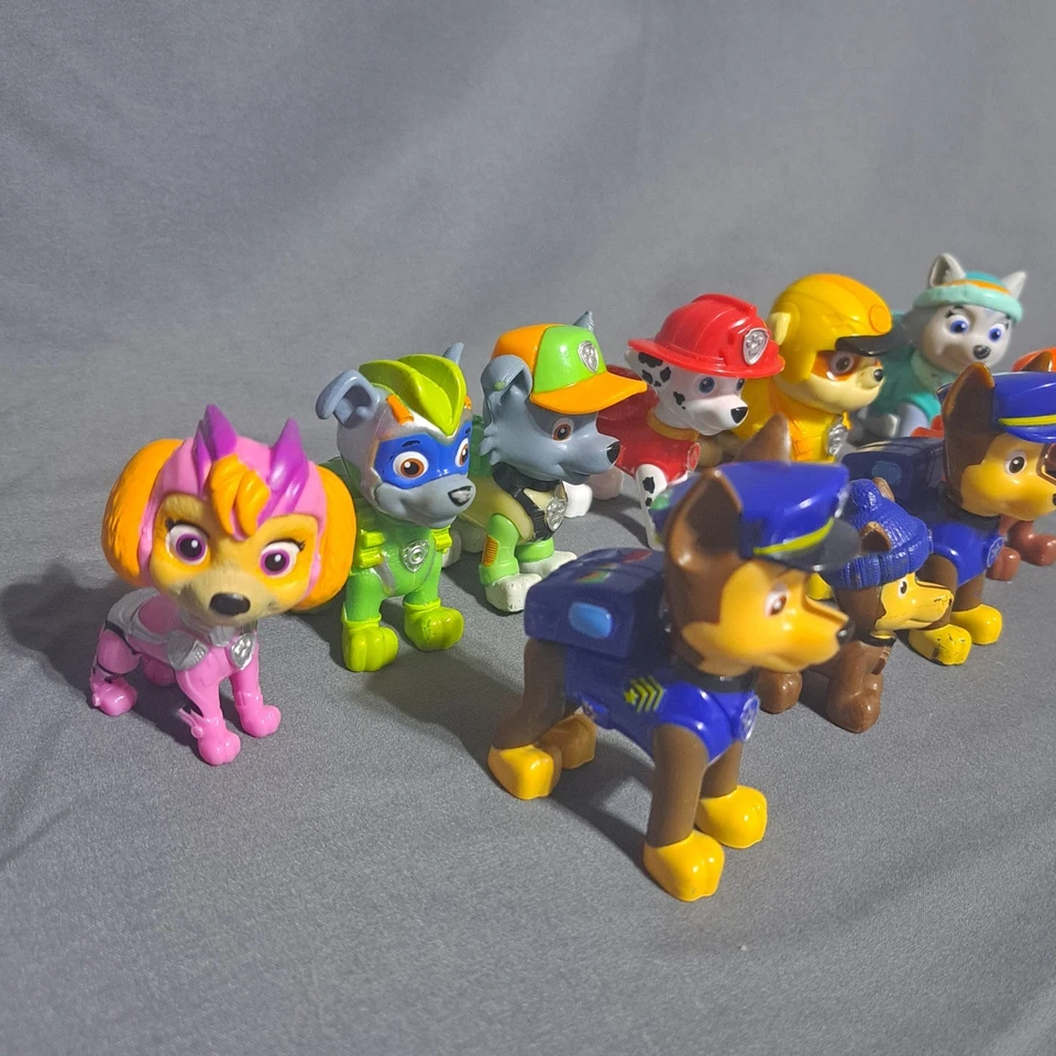 Lote de 10 bonecos Paw Patrol Rocky Rubble Marshall Chase Everest Skye Zuma - Imagem 3 de 4