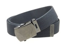 Canvas Web Belt Military Style Antique Charcoal Belt - Antique Silver Buckle
