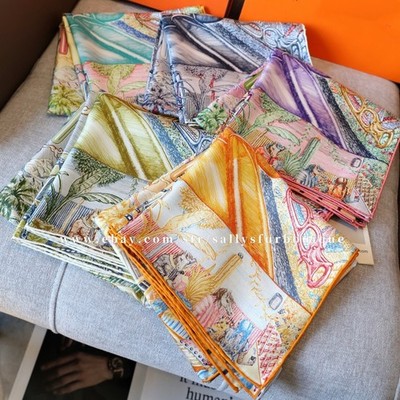 2026 Sallys Boutique 18 Momme Heavy Twill Silk Wrap Scarf City Print Shawl 35''