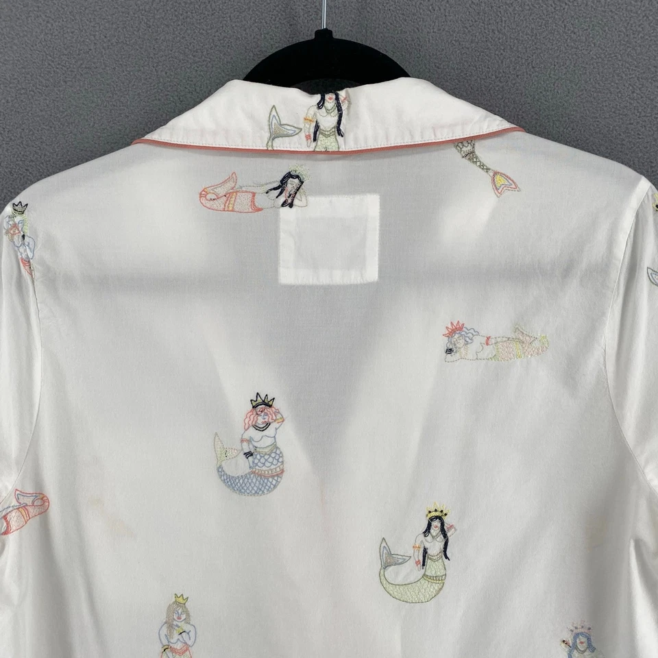 PrintFresh Daughters of Triton Mermaids Short Sleeve Pajama Top Women XS Organic - Imagem 4 de 4