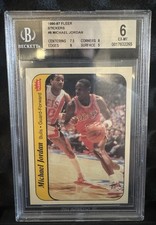 1986-87 Michael Jordan Fleer Rookie Card Sticker BGS 6 RC #8. rookie card picture