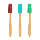 NEW APPETITO SILICONE MINI SPATULA WOOD HANDLE SET of 3 Egg Flipper Turner
