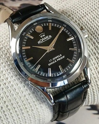 Vintage Roamer Swiss Hand-Winding Men s Wristwatch   Black Dial.