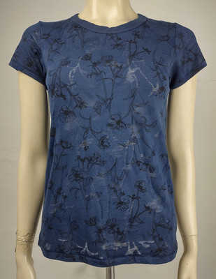 Rag & Bone dark blue black floral burnout short sleeve t-shirt womens XS X-Small