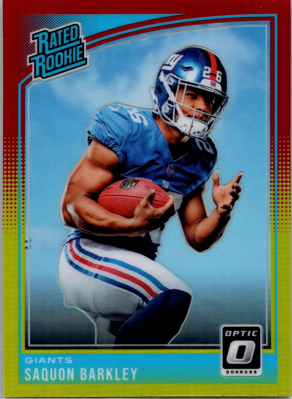 2018 Donruss Optic #156 Saquon Barkley Red and Yellow
