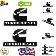 2Pack OEM Black Cummins Turbo Emblem Compatible with 2500 3500 Emblem Matte W...