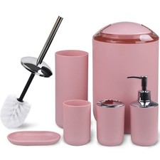Blush Pink 6 Piece Bathroom Accessories Set Bathroom Ensemble Decor