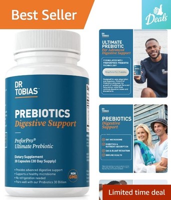 Non-GMO  Prebiotic Capsules - Boost Digestion & Immune Health, 30 Count
