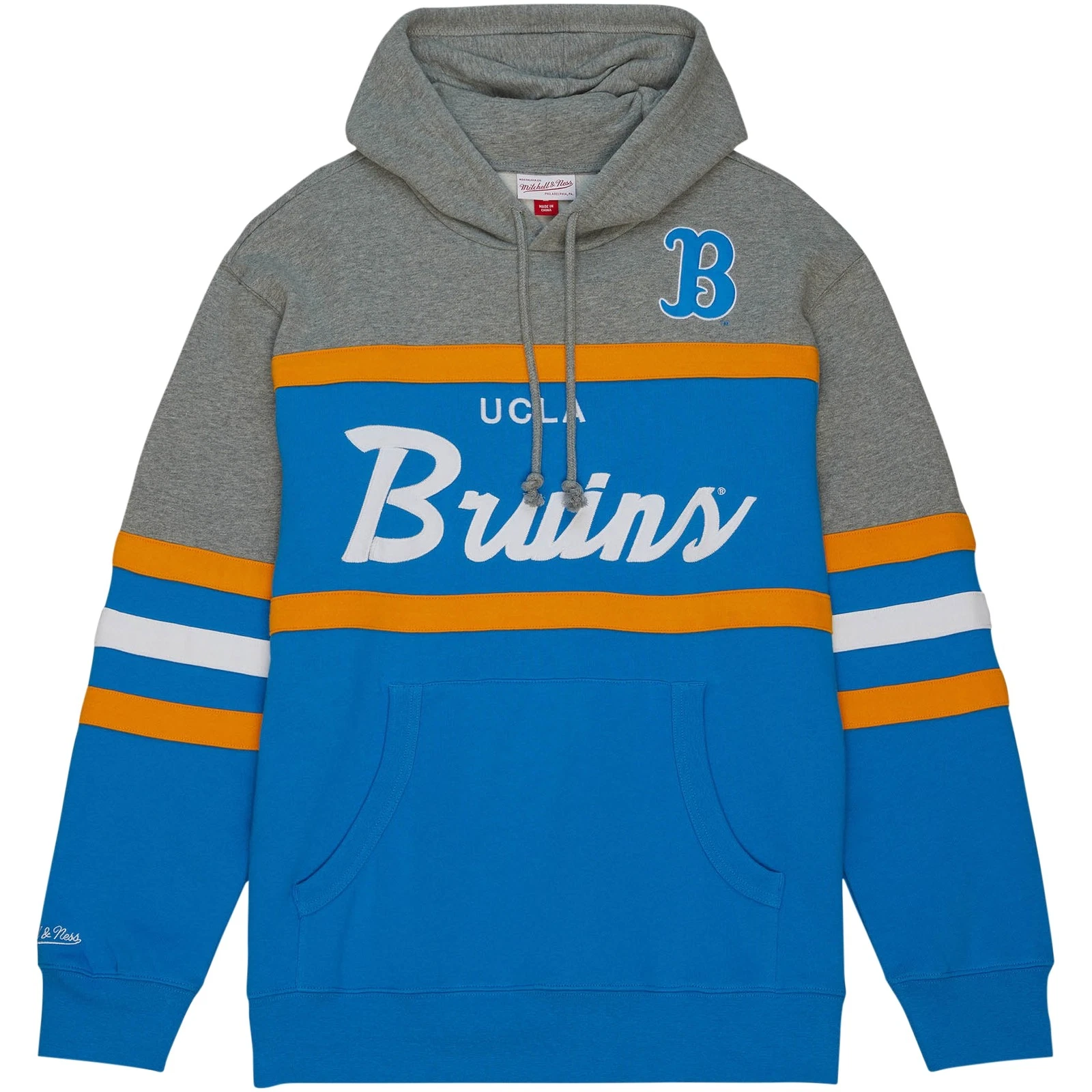 Felpa con cappuccio pullover uomo Mitchell & Ness blu chiaro UCLA Bruins Head Coach