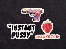 Supreme SS16 Mendini Gun Strawberry Instant Pussy Stickers Spring Summer 2016