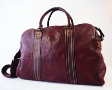 Paul Smith Bag Dip Dyed Dark Burgundy Leather Large Holdall Weekend Duffle
