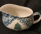 VTG Tienshan Spongeware ‘Cabin In The Snow’ Folk Craft Gravy Boat Server — photo 2
