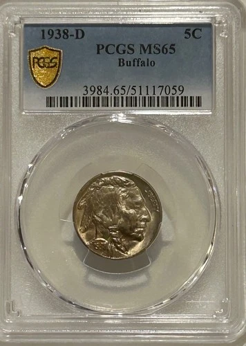 1938 D Buffalo Nickel PCGS MS65 Gold Shield