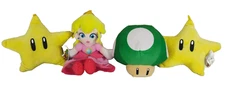 Super Mario Brothers 4pc Plush Lot  Stars Toad Princess Peach