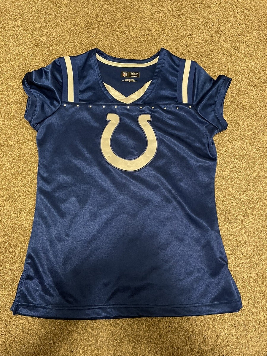 Indianapolis Colts NFL Team Apparel Horseshoe Logo Women's Shirt Small Blue