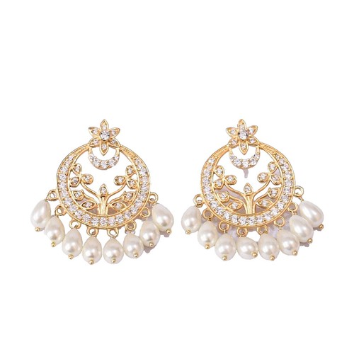 Ohrhänger bicolor mit Zirkonia echt Gold 333 Glanz 31x7mm Ohrhänger bicolor mit Zirkonia echt Gold 333 Glanz 31x7mm