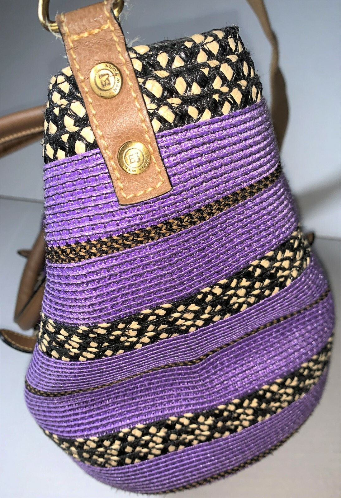 Eric Javits NY Purple XL Leather Squishee Straw D… - image 7