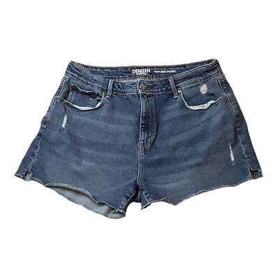 Denizen Women's Blue Denim High-Rise Cut Off Shorts Size 14