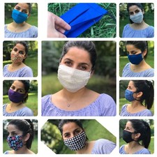 Reusable Face Mask for Adult, Filter Pocket, Handmade, Washable. Ready to Ship