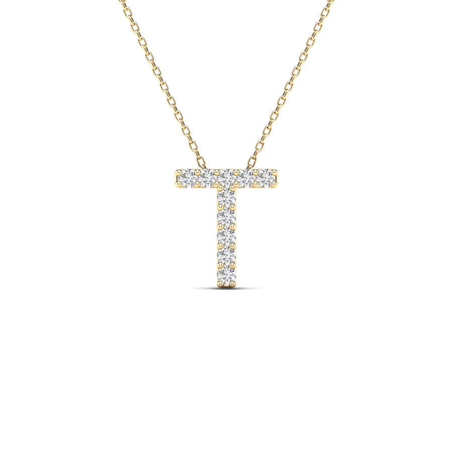 Ожерелье-подвеска Maulijewels с натуральным бриллиантом в форме буквы Т весом 0,10 Карата, 14 Карат