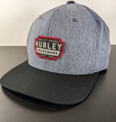 SAMPLE Hurley Retro Patch Logo Heather Blue On Black Snapback Hat