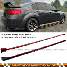For 10-14 Subaru Legacy 5th Gen BM JDM ST Style Gloss Black Side Skirt Extension