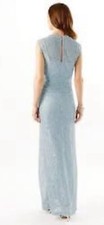Phase Eight Savannah Ice Blue Long Lace Bridesmaid Prom Dress Size 8 VGC  