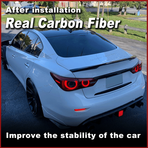 Fit For Infiniti Q50 Sedan 2014-20 REAL Carbon Rear Trunk Spoiler Lip Boot Wing - Picture 2 of 12