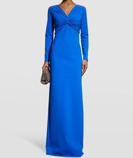 780 Rickie Freeman by Teri Jon Women's Blue Ruched Twisted Gown Dress Size 12