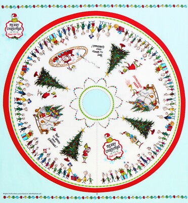 Dr Seuss How The Grinch Stole Christmas Merry Grinchmas Tree Skirt Panel Fabric
