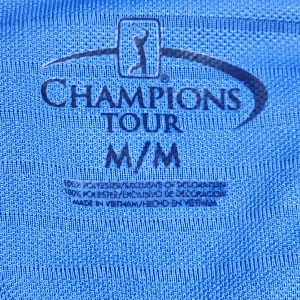 Champions Tour Polo Shirt Men's Size Medium Solid Blue Golf Short Sleeve - Image 2 of 4