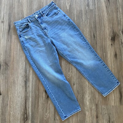 American Eagle High Waisted Mom Jeans Light Wash Stretch 12 Short