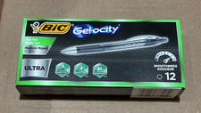 12 Bic Gelocity Gel-ocity Pen Pens RGU11BK RGU11 BK Black Ink 0.7mm Ultra Medium