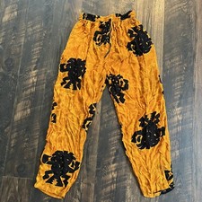 VINTAGE ETHNIC OPTIONS BOHEMIAN STYLE PANTS  ONE SIZE  100 RAYON BOTTOMS ORANGE