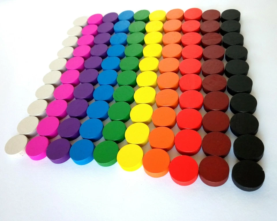 15mm Round Wooden Counters Coloured Circle Board Game Tokens Upgrade Parts Bits - Image 2 of 4