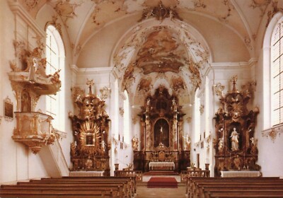 Alte Postkarte - Wessobrunn - Kath. Pfarrkirche St. Joh.-Bapt.