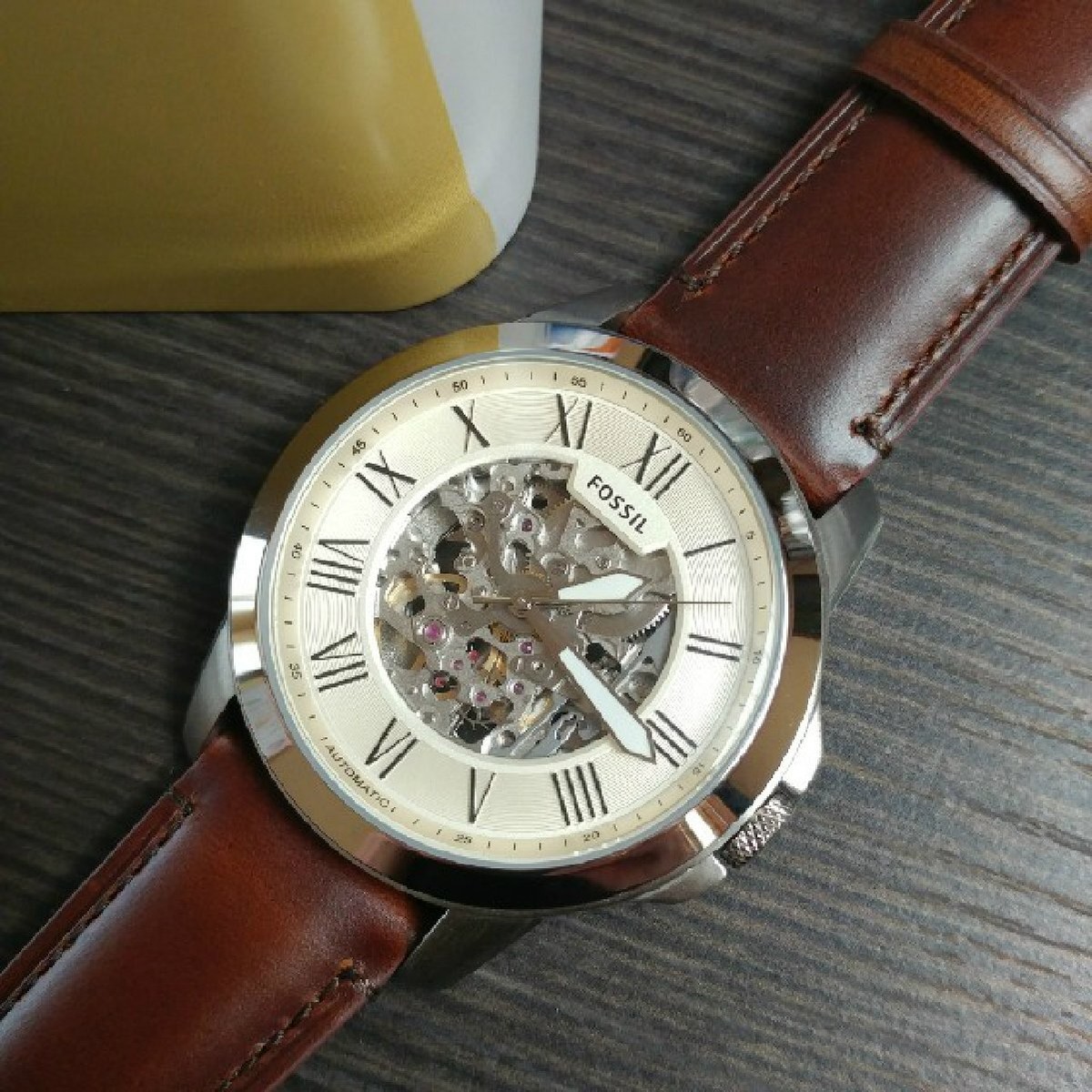FOSSIL 腕時計 ME3099 Grant Automatic Dark Brown Leather Watch - ME3099 - Fossil
