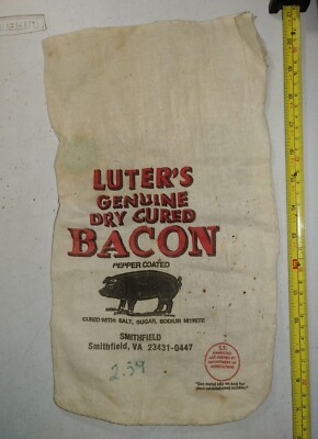 Vintage Luter's Bacon Smithfield Virginia Pig Advertising Bag