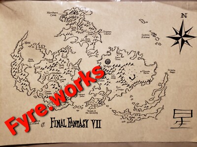 RARE Final Fantasy VII 7 Map parchment paper thick stock OoaK collectors!